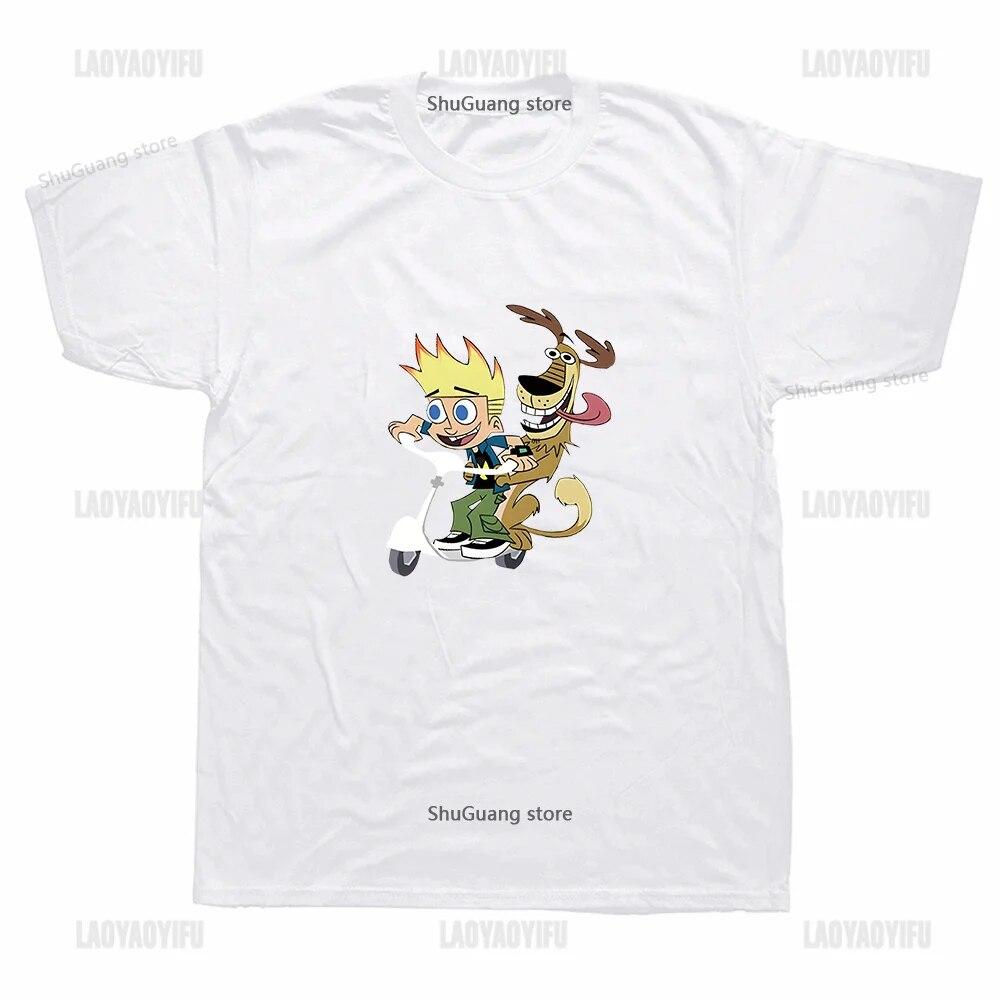 Nostalgia Cartoon Johnny Test Print Tops Vintage Lovely Kawaii Clothes Unisex Graphic T Shirts Casual Harajuku Cotton Ropa Mujer