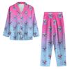 Women's 2 Piece Printed Suit Long Sleeve Button Up Top Wide Leg Pants Suit Set Pajamas Home Casual Suit