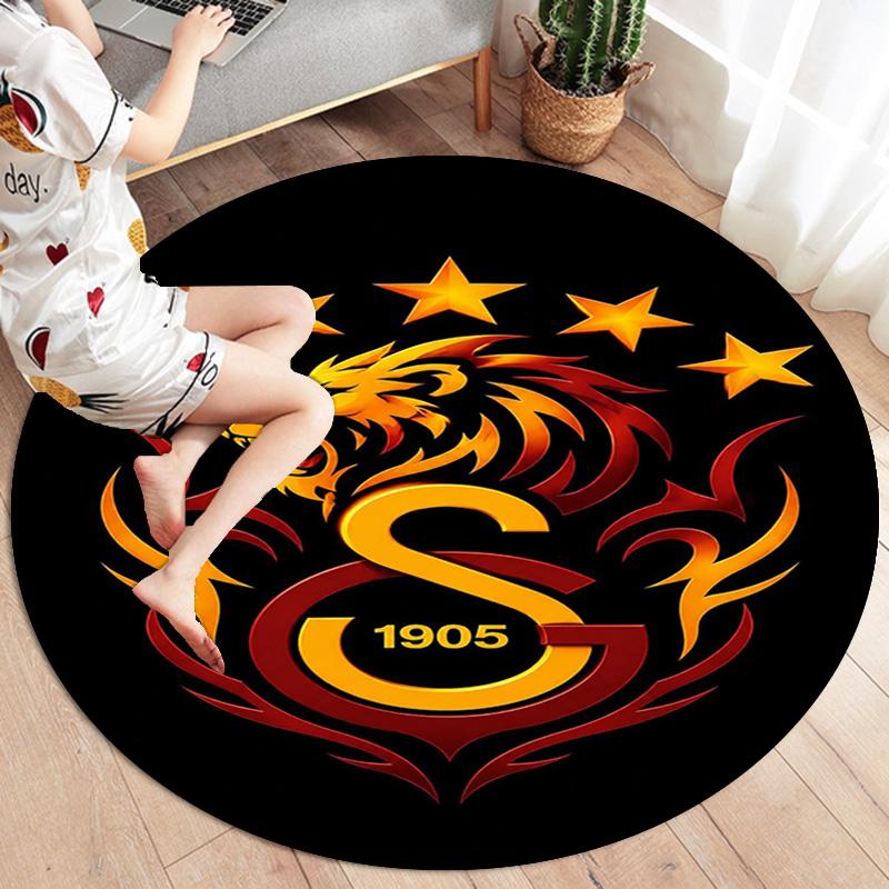 Galatasaray S Round Area Rug,Carpet Rug for Living Room Bedroom Sofa Playroom Decor,Non-slip Floor Mat
