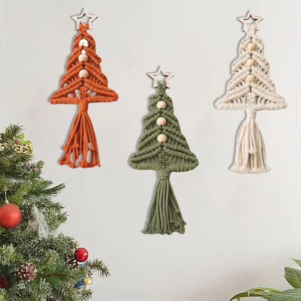 Mini Bead Xmas Tree Tapestry Cartoon Christmas Tree Pendant Christmas Tree Boho Tapestry  Christmas