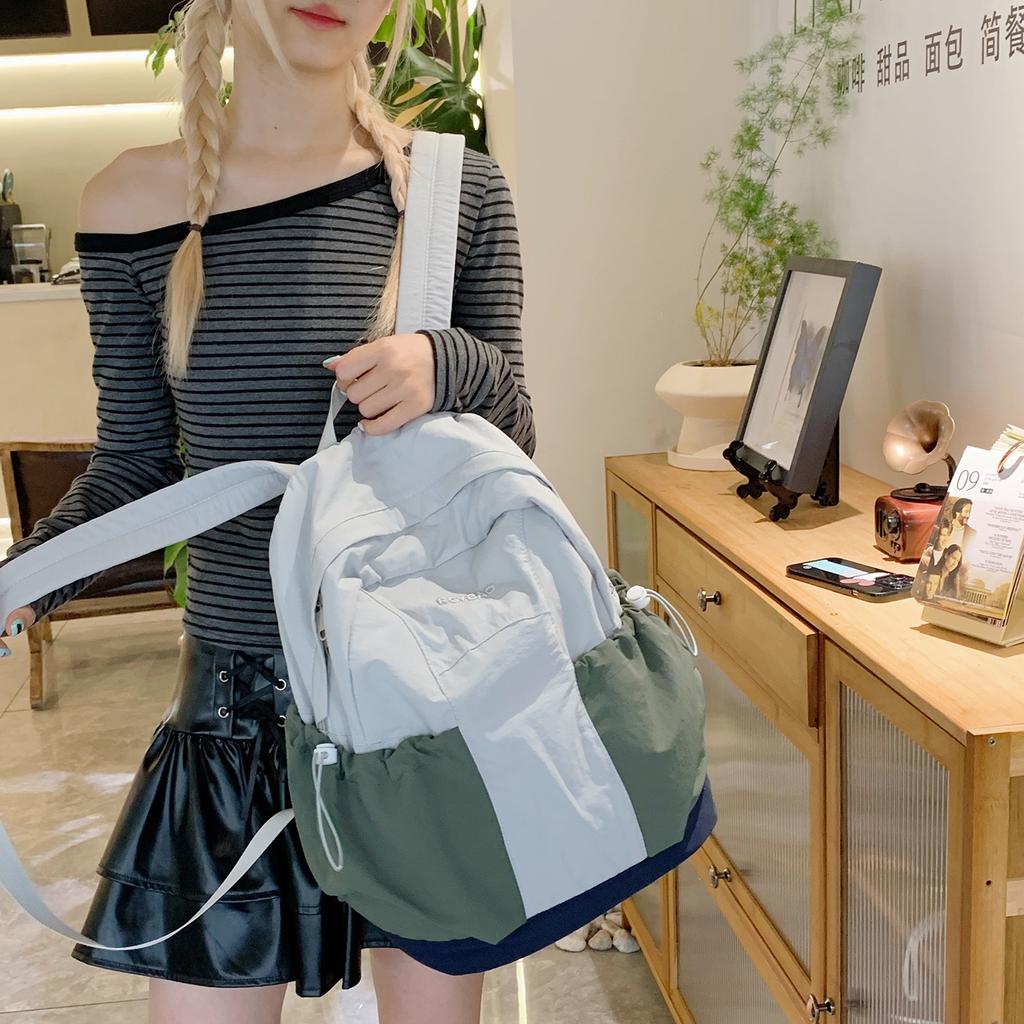 American retro color matching primary school students leisure outdoor lightweight mini backpack small backpack women's spring outing research backpack