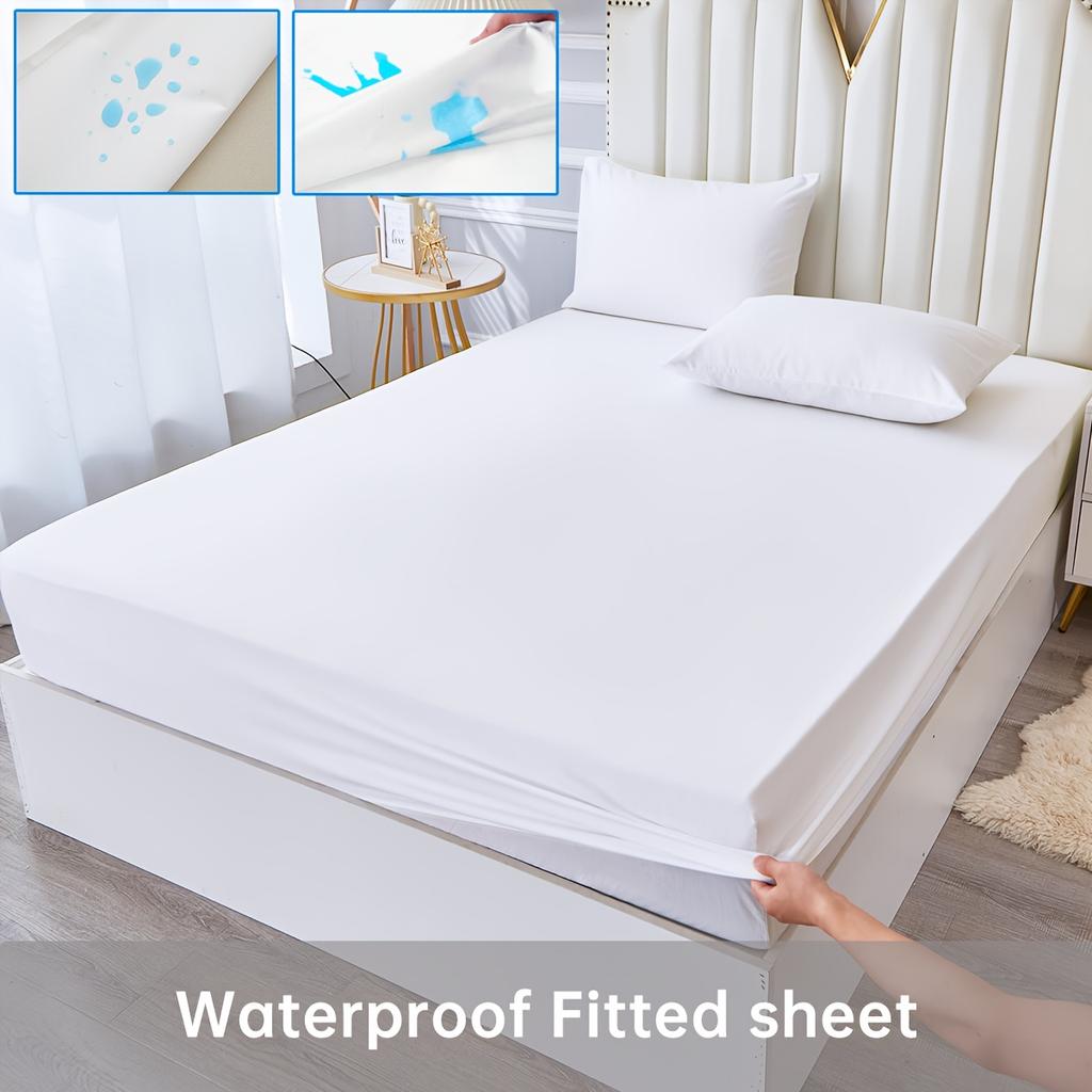 Wasserdichte Spannbettlaken-Set 4-teilig Weiche Bettlaken und Kissenbezüge für Queen King Full Twin Size Betten