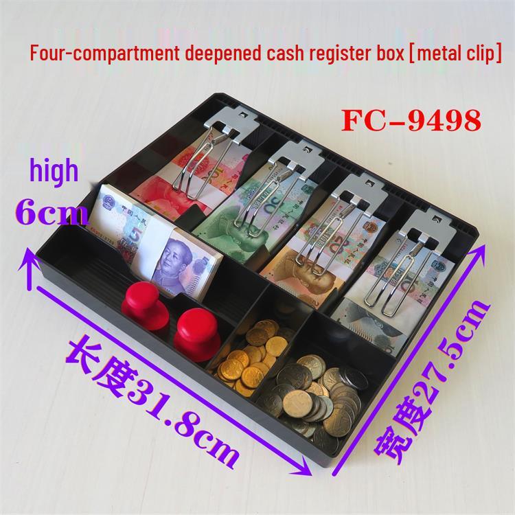 Cash Drawer with Five Compartments and Metal Clips