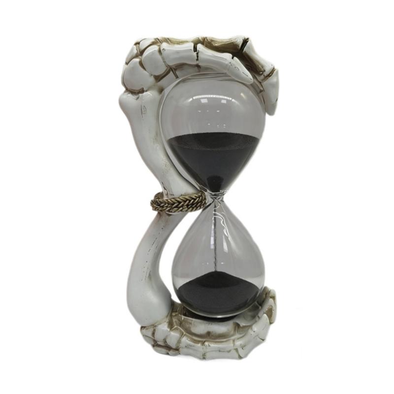 Resin Skull Sand Timer Statues Collectible Figurines Decorative Ornament Scary Halloween Decorations for Home Office
