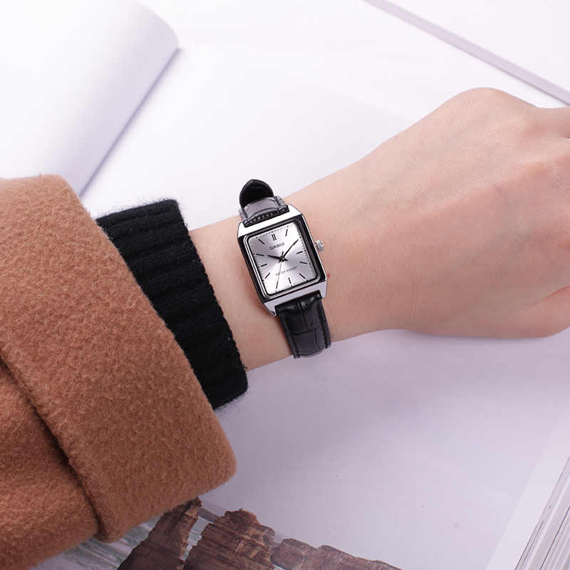 Casio Standard Series Silver Square Retro Art Quartz Movement Leather Strap Watch Women watches LTP-V007L-7E1