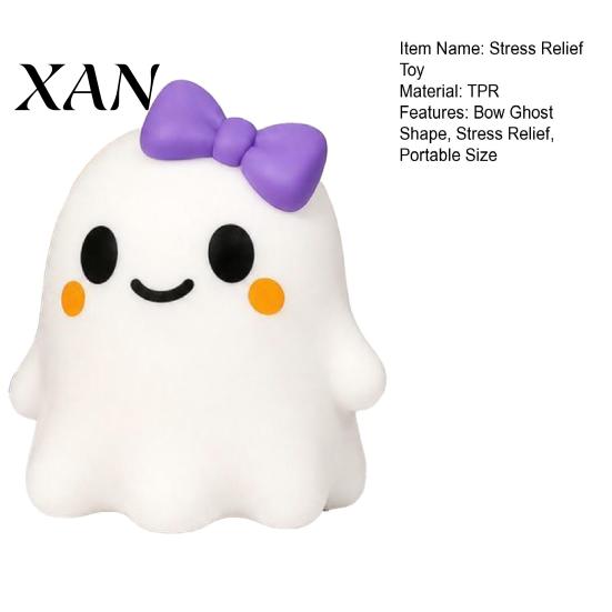 Stress Relieving Toy Halloween Bow Ghost Squeeze Toy, Relief Cartoon Sensory Anxiety Soft Stretchy Party Favors for Adults Kids Fidget Balls