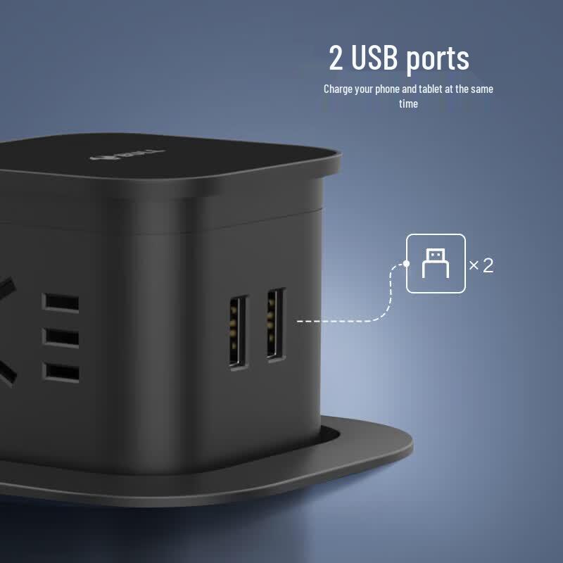 BULL Pneumatic Pop-Up Power Outlet with USB CN plug (adapter included)