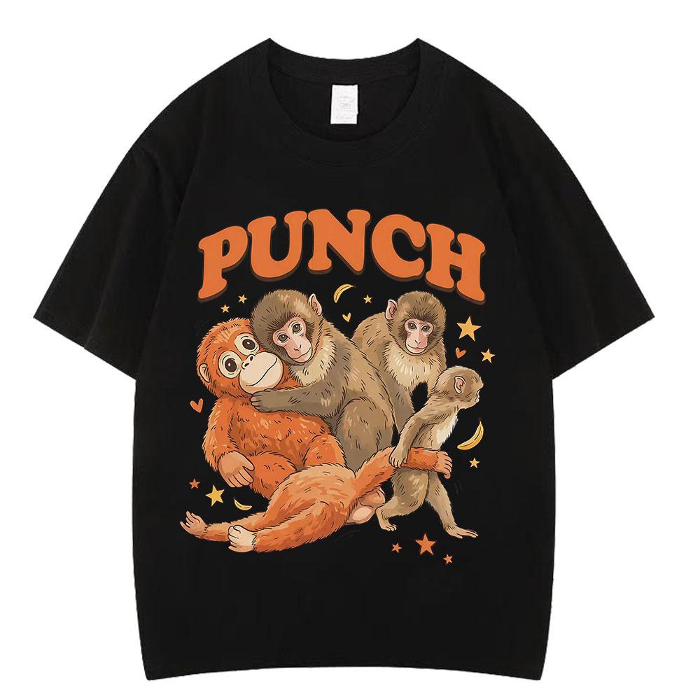 

Funny Punch Monkey Meme TShirt Men Women Hiphop Oversized Tshirts Shortsleeved High Quality Cotton Loose Casual T Shirts 4XL