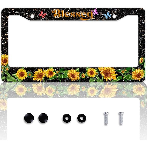 Black Cat License Plate Frame Pet Animal License Plate Holder Personalise Stainless Steel Funny Design Compatible With Standard License Plate Frames