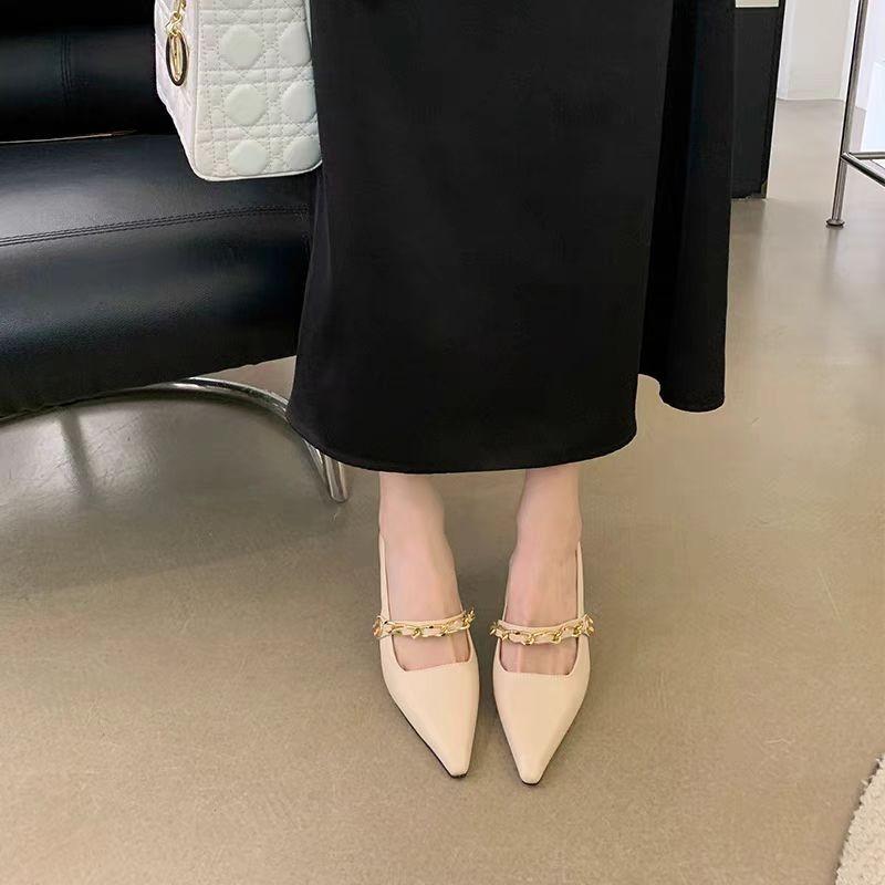 Fashion 2025 Low Heel Shoe Roman Style Navy Blue Pumps Pointed Wedge Sandals Ladies Lace-Up Latest Low-Heeled Bow Straps Orange Fine