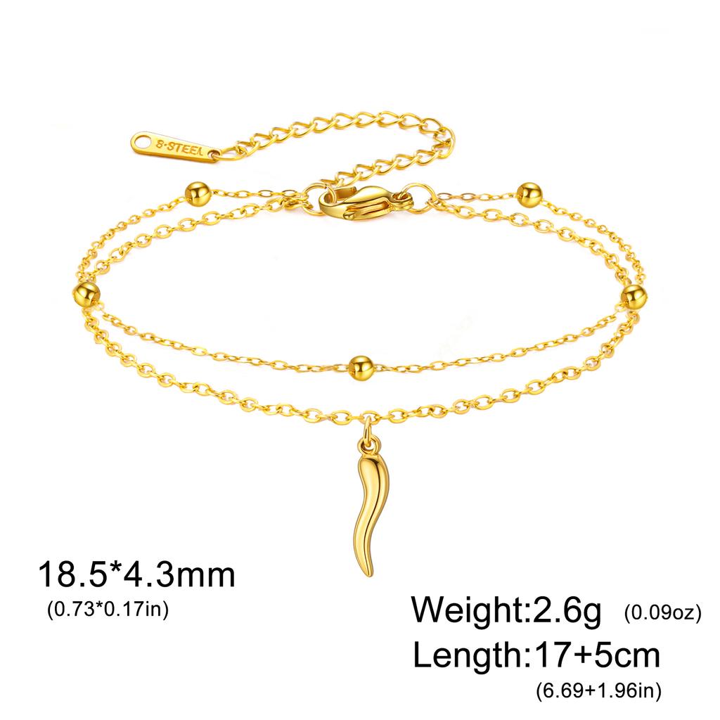 Stainless Steel Lucky Italian Horn Bracelets for Women Double Chain Beads Bracelets Protection Jewelry Birthday Gift 2026 New