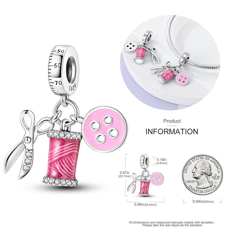 New Copper Bow Star Love Pink Series Charm Beads Suitable For 3Mm Original Bracelet Diy Fashion Jewelry Gift