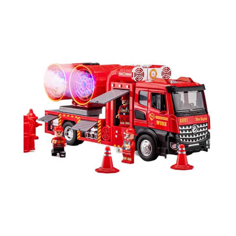 Extra Large Alloy Fire Truck Toy with Sprinkler for Kids