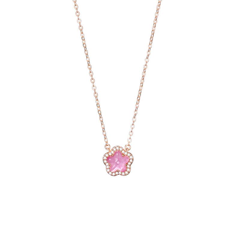 Kirschblüten-Halskette Damen Leichter Luxus Nische Koreanische Ausgabe ins Einfacher Koreanischer Rosa Kristall Damen-Accessoires