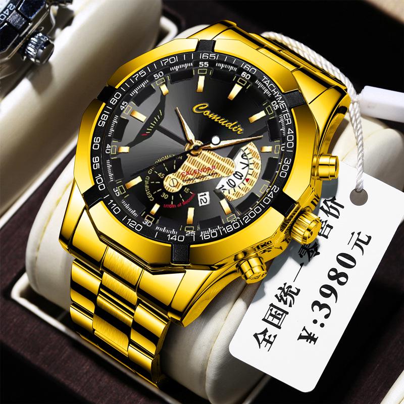 Men's Luminous Waterproof Automatic Calendar Watch with Large Dial