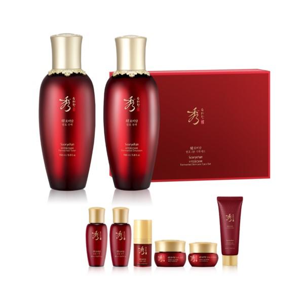 Sooryehan Hyobidam 2pcs Running Set (Toner 150ml + 20ml + Emulsion 150ml + 20ml + Essence 5ml + Eye Cream 5ml + Cream 5ml + Anti-aging Pack 40ml)