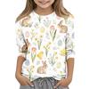 Children's Seven Quarter Sleeve Easter Print Round Neck Print Casual Top