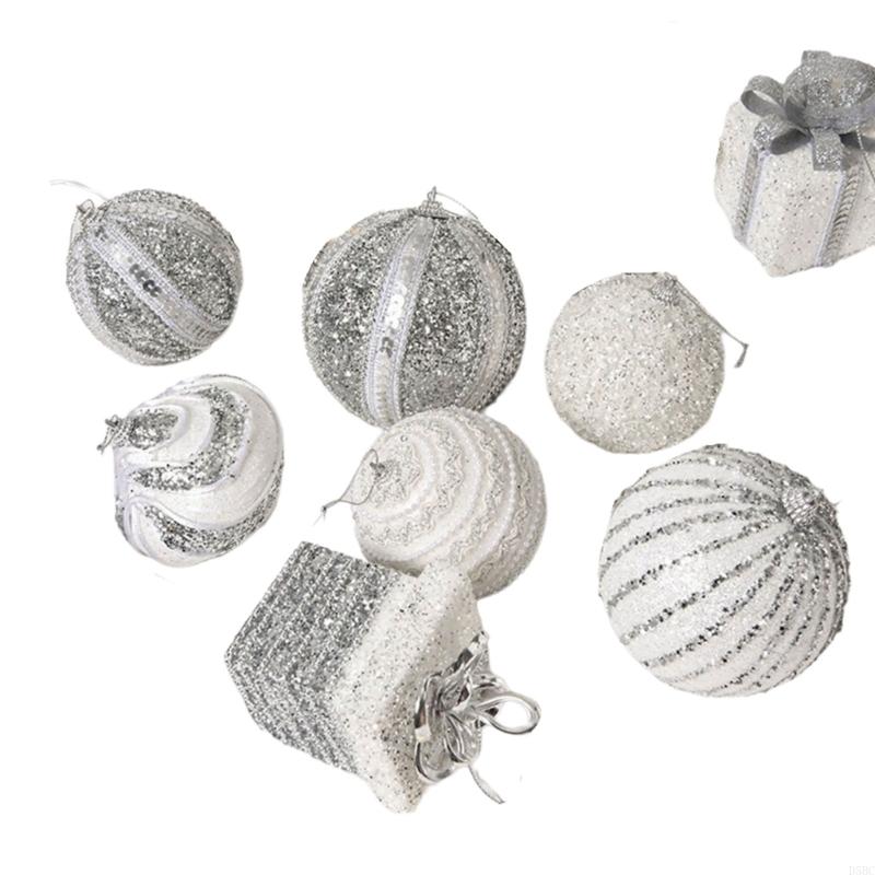 8Pcs Shatterproof Christmas Baubles Glittering Christmas Tree Ball Ornament For Wreath Mantels Winter Holiday Decoration