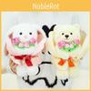 Themed Rose Floral Rabbit Stuffed Toy With Soft Short Fur For Romantic Gift