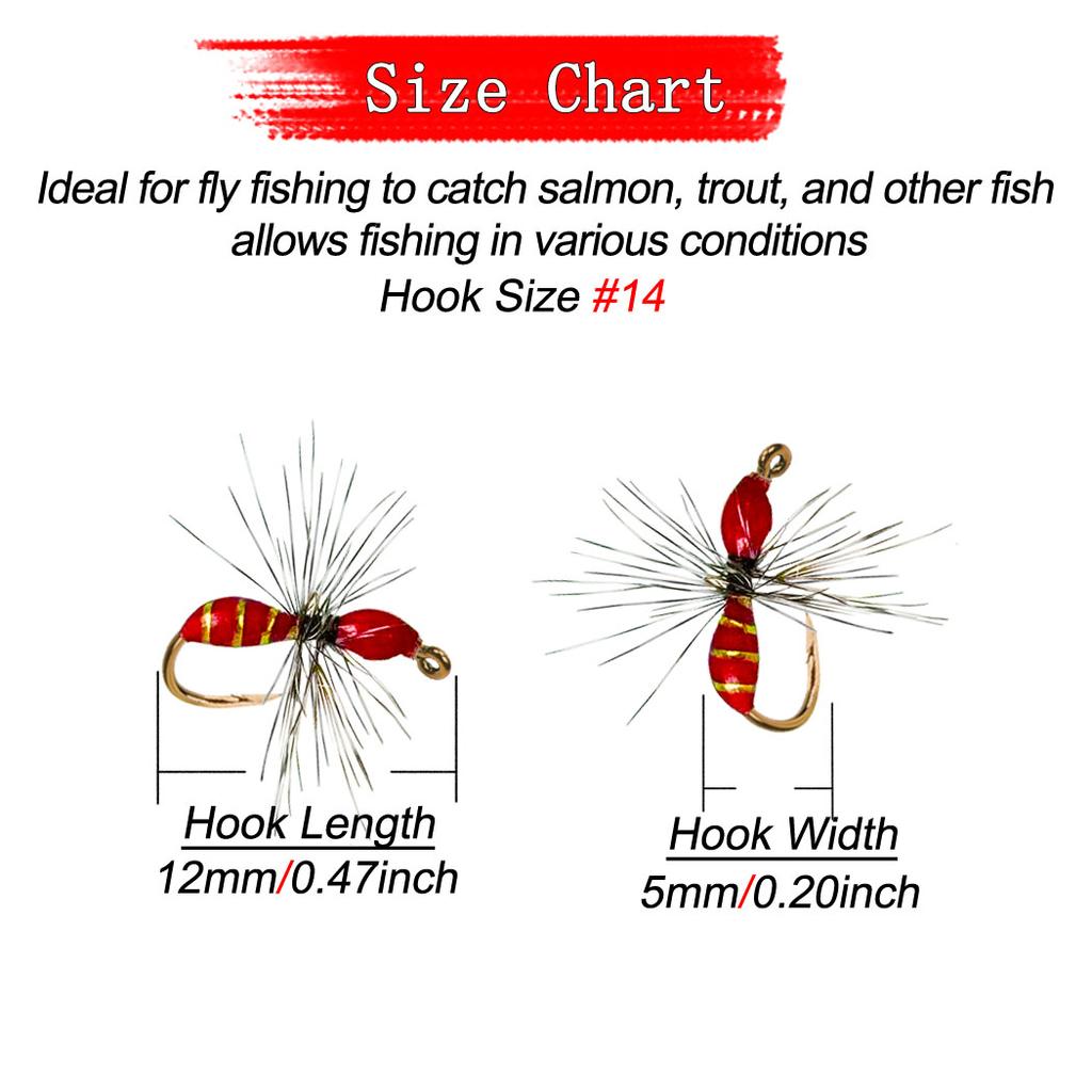 9Pieces/Box Mini bait fly hook, Mosquito Flies, Griffith Midges and Griffith Ant Fly Fishing Bait-Fishing for Trout/Perch-3 Mixed Styles-Hook Size #14