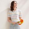 Zhaojun Women's Striped Mulberry Silk Blend Short Sleeve Knit T-Shirt