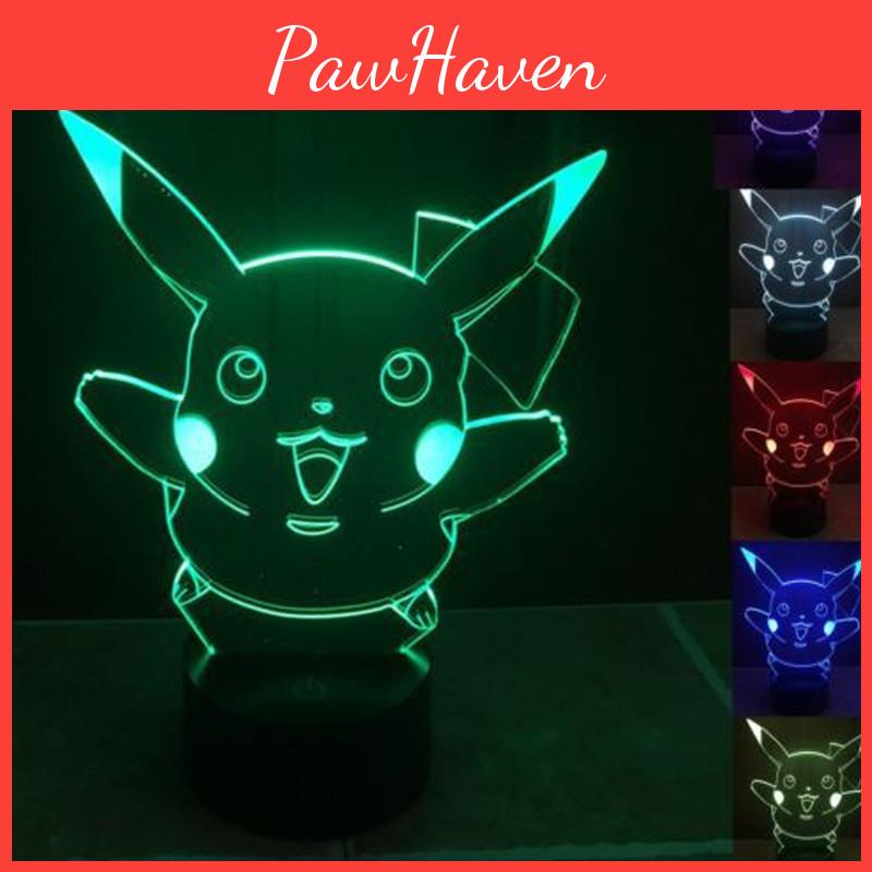 Faszinierendes Pokémon Pikachu Nachtlicht Perfekt für Schlafzimmer- und Wohnzimmerdekoration 3D LED mit 7 Farben
