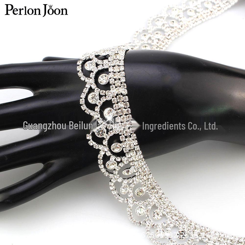 Bordo in Pizzo con Strass Premium per Abiti da Sposa Fai-da-Te, Scarpe, Borse e Decorazione