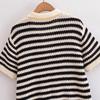 2025 Spring/Summer Women's Striped Short-Sleeve Polo Collar Knitted Sweater - Casual & Versatile