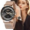 LIGE Damen Uhr Luxus Ultra-dünne Uhr Armband Woche Datum Uhren für Damen Mode Kleid Damen Uhren Roségold Uhr Geschenk