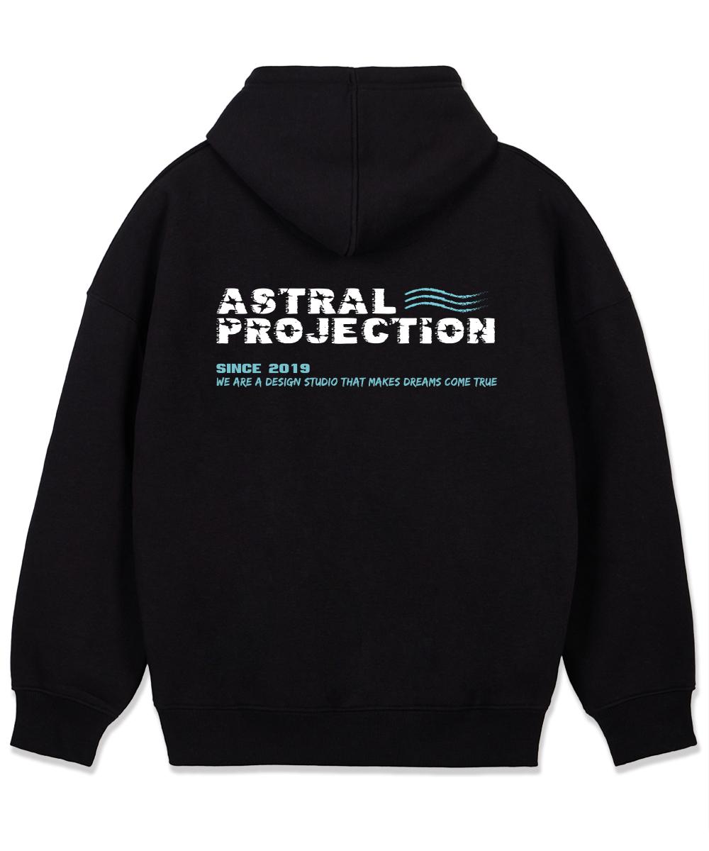 Astral Projection Army Lettering Oversized Wide Shoulder Hoodie_Black L