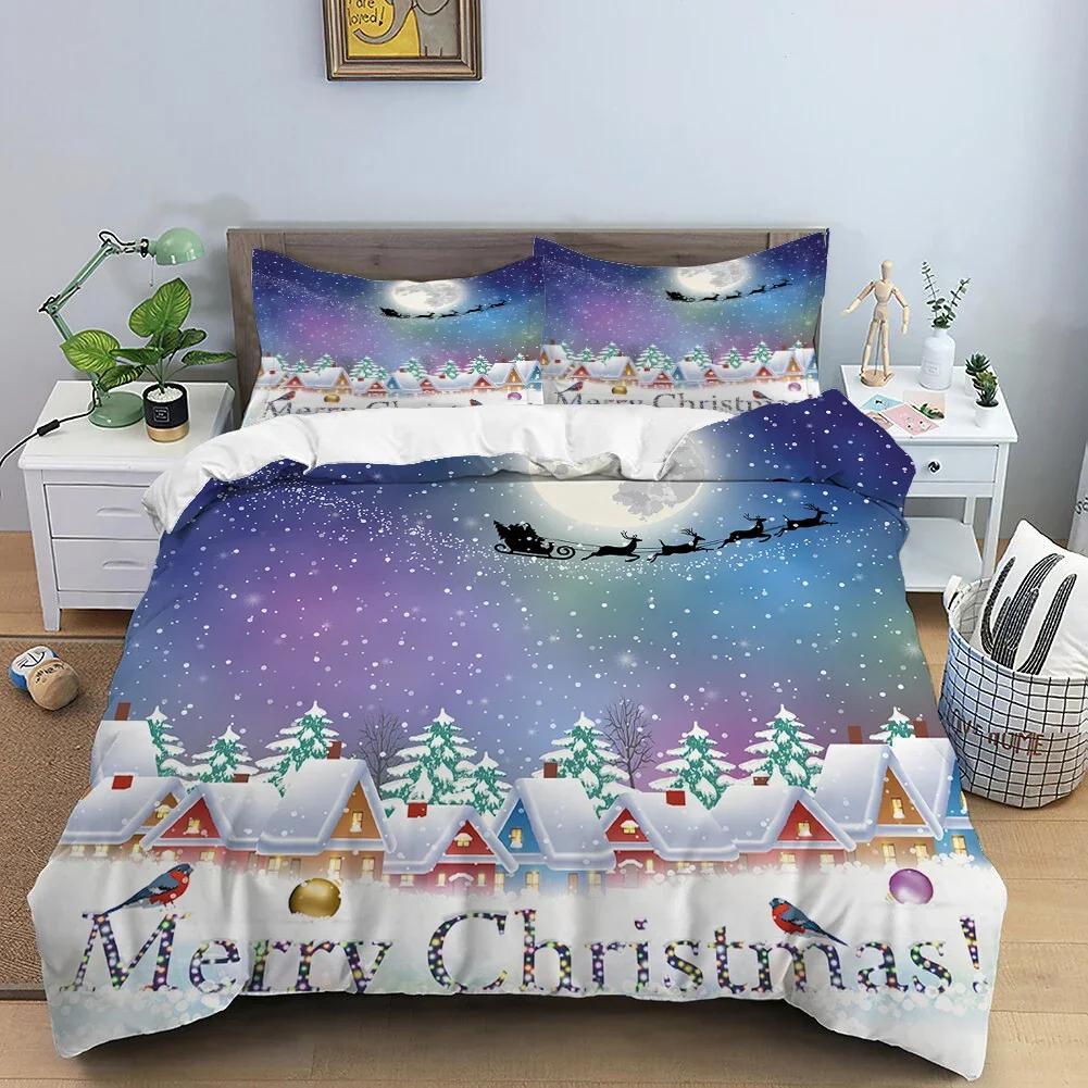 Christmas 3D Printing Digital Printing Bedding Set Duvet Cover Comforter Bed Single Twin Full King Queen Size Bedding Set Kids