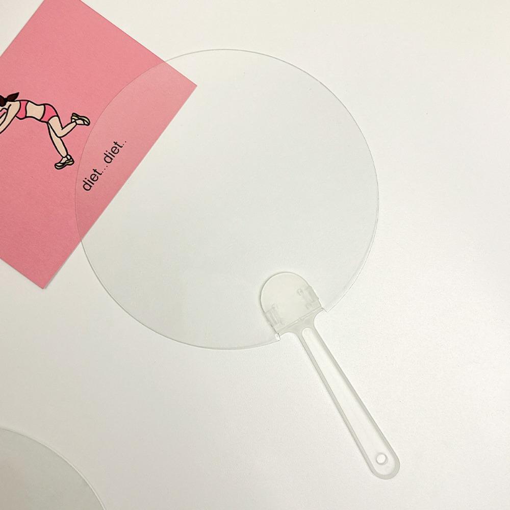 

6PCS Plastic Transparent Hand Fans Transparent DIY Blank Fan Creative Graffitiable Fan DIY Handmade Round