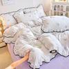 Korean Princess Cloud-like Crinkled Gauze Lace Cotton Bedding Set