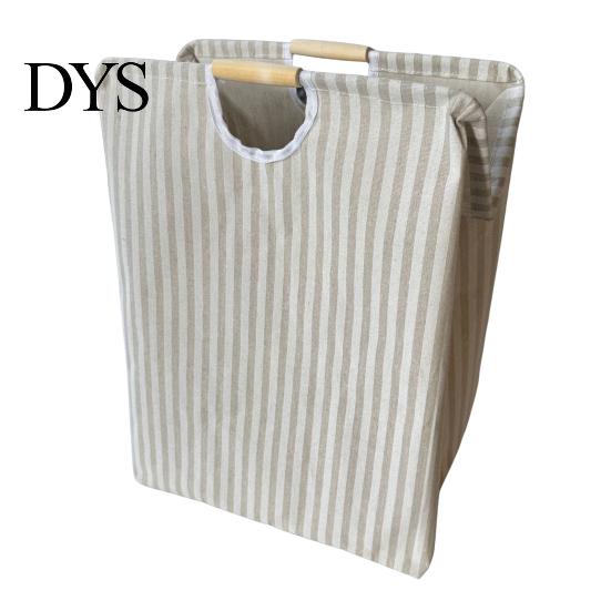 Easy Clean Laundry Hamper Basket with Wooden Handles, Cotton And Linen Large Portable Dirty Clothes Container Basket, Storage Space Saving Foldable