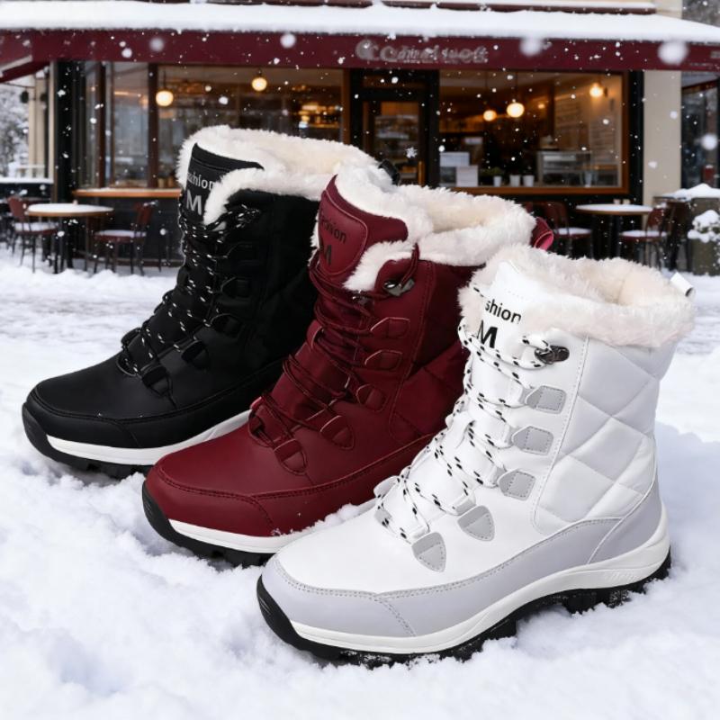 Women's Winter Waterproof Snow Boots Warm Plush Lined Mid Calf Anti Slip Outdoor Hiking Shoes