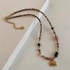 Maillard Wind Tiger's Eye Stone Elephant Pendant Necklace Light Luxury Niche Design Clavicle Chain Fashion Personality Items