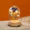 Rose immortal flower glass cover tabletop ornament Christmas atmosphere light birthday gift exquisite glass cover gold leaf flower
