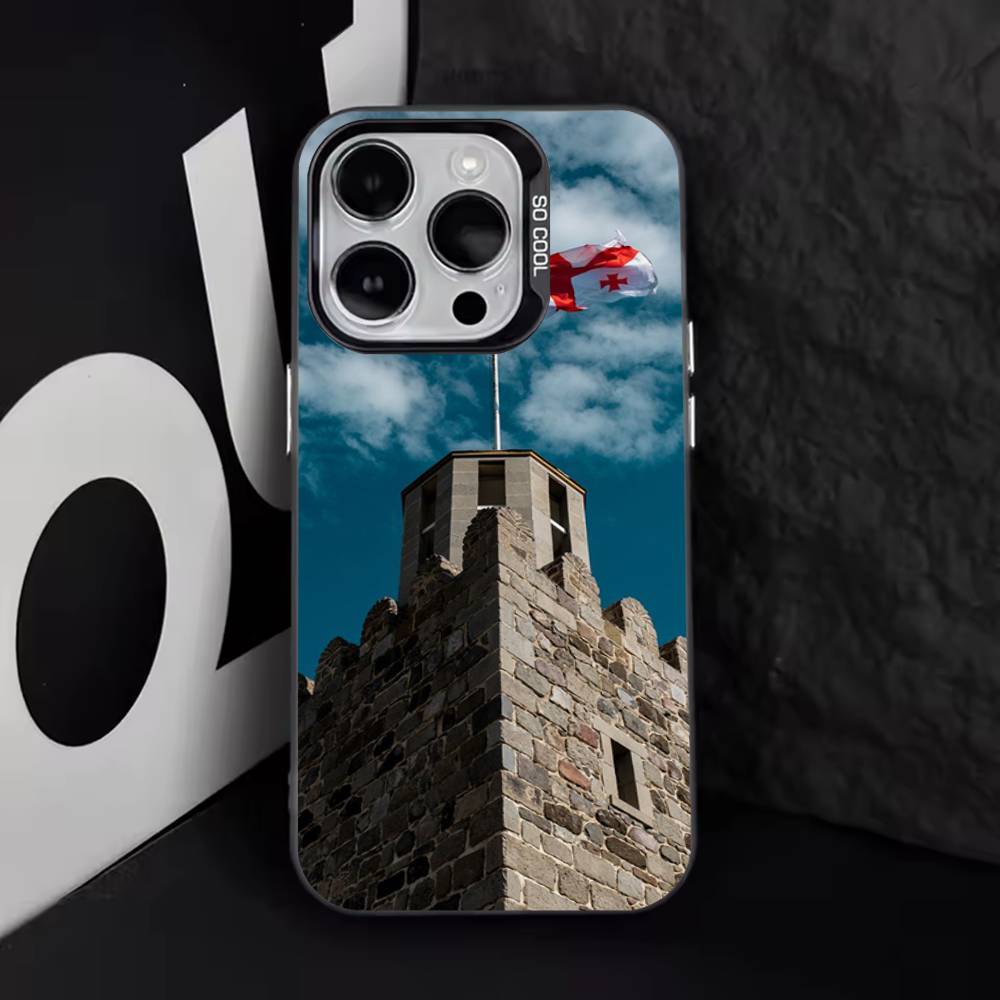 

G-Georgia Flag For iPhone 17,16,15,14,13,12,11,Pro,Max,Plus,E,Air,Mini Anti Fall Black Matte Hard Bumper Phone Case iPhone13promax