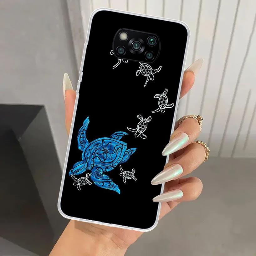 Cartoon Sea Turtle Tortoise Phone Case for Xiaomi Poco X5 X6 X7 Pro F7 Ultra M7 Redmi 15 15C 13 13C 12 12C 10 10A 10C 9 9A 9C 9T