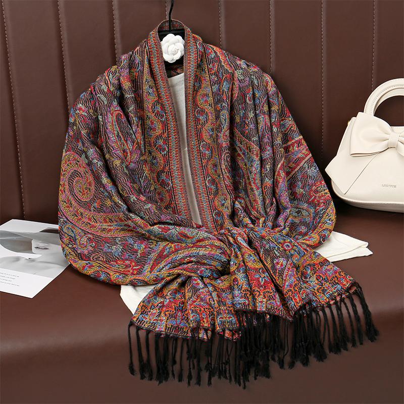 New Winter Women Cotton Jacquard Scarf Big Shawl Fashion Elegant Lady Long Printing Decorate Scarves Sun Protection Bandana
