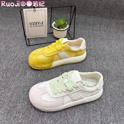 Leather Platform White Shoes Women's Versatile Moral Training Shoes 2025 New Spring Shoes Children's Popular Soft-soled Forrest Gump Shoes Tide