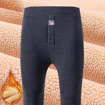 Men's Winter Warm Pants: Extra-Thick Camel Wool, Fleece-Lined, High-Waist Cold-Proof Base Layer