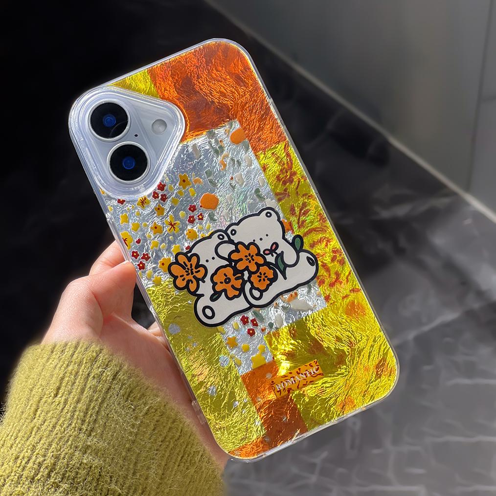 Painted Phone Case For iPhone 16 11 12 13 14 for 12 14 16 Pro 14 16 Pro Max Cute Pattern Glossy Hard Cover