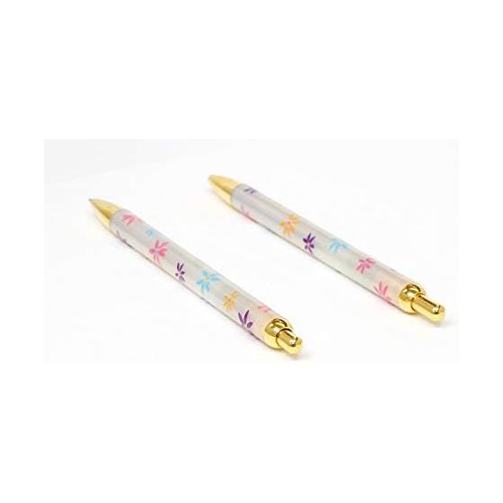 Recycled Leather 4-Pocket Business Card Holder with Floral Ballpoint Pen Set T23-LS030B-HS380B