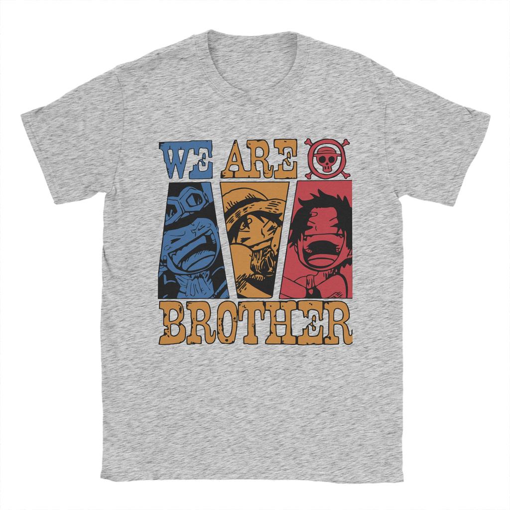 Novelty We are brothers Sabo Luffy and Ace TShirts for Men O Neck 100 Cotton T Shirt Ones Pieces Tees Printed Clothing