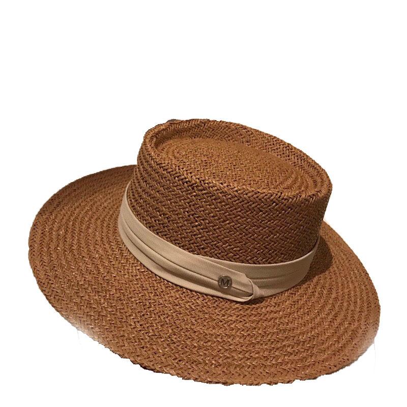 Styling Concave Top Hat Summer Big Eaves Sunshade UV Protection Straw Mat Woven Straw Hat Fashion European Station Women