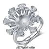 925 Silver Plated Open DIY Ring Base with Amber Gemstone for Women