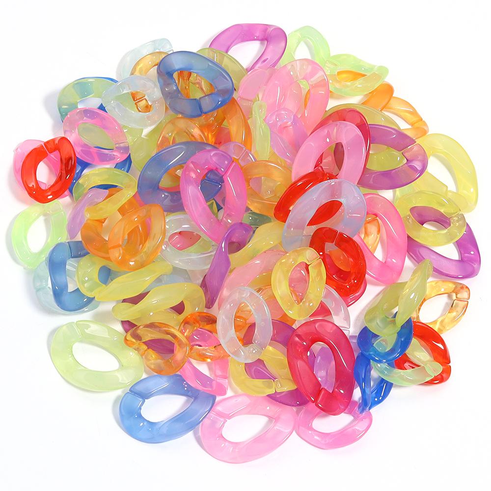 20Pcs/lot Acrylic Twisted Buckle Chain Color Assembled Loose Rings for DIY Bag Chain Glasses Phone Chain Connector Accessories 17mm
