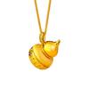 Chinese Style Gold-Toned Diamond Gourd Pendant Necklace for Women