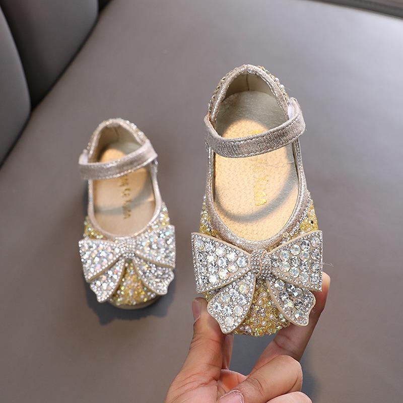 Autumn new style ladylike baby girl girls' princess rhinestone flat shoes, leather shoes, dance performance shoes